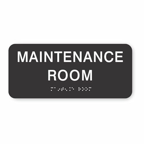 Maintenance Room Sign with Braille and Tactile text, ADA compliant, 4x9”, for Buildings & Businesses, Made in USA, Many Color Options