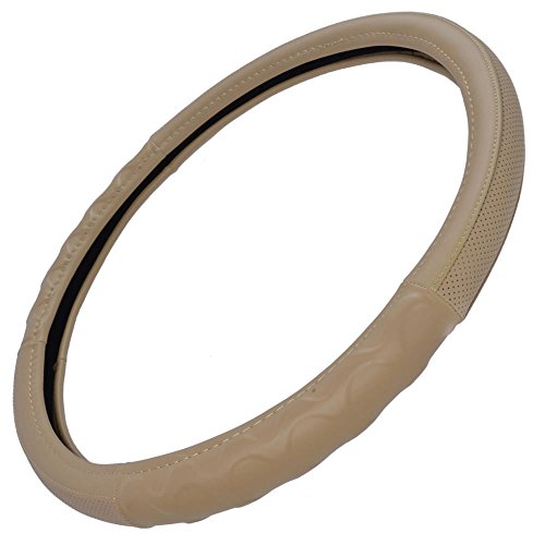 Motor Trend 18" Inch Steering Wheel Cover for Big Rigs Trucks Semis Truckers RVs 18-Wheelers Freight Carrier Tow Trucks Tankers Transporters, Insulated Soft Comfortable, Improve Grip Fatigue - Beige