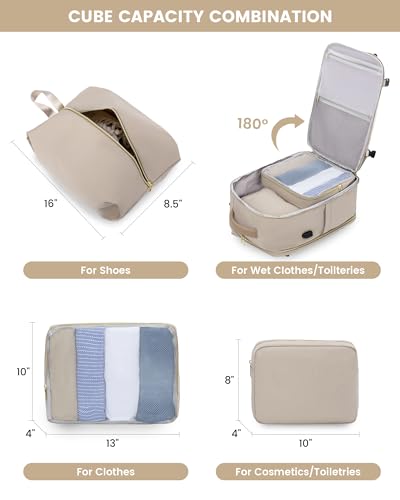 LOVEVOOK Large Travel Backpack for Women, TSA Carry on Backpack for Airplanes, 40L Personal Item Travel Bag for Women fits 17" Laptop,Waterproof Carry on Bag Airplane Approved with 3 Packing Cubes の商品画像 4