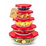 cecaro group - Set 5 Contenitori in Vetro con Coperchi Ermetici Salvafreschezza – 135 ml, 215 ml, 355 ml, 470 ml, 830 ml – Chiusura Ermetica, Vetro Resistente, Colori Assortiti