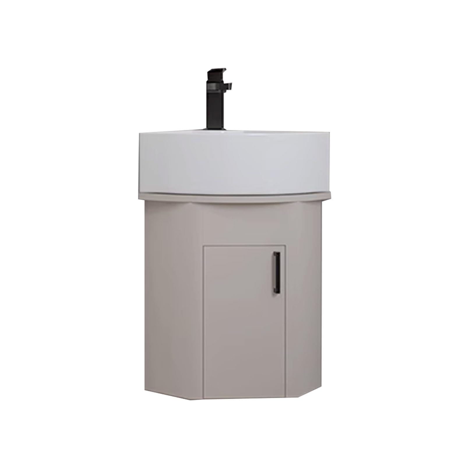 SGKOMN Bathroom Corner Basin Sinks,Ceramic Sink,Bathroom Corner Sinks,Corner Pedestal Sink,Bathroom Cabinet with Faucet and Drain,Wall Mounted Cabinet Set for Small Space, 34cm/13.3in