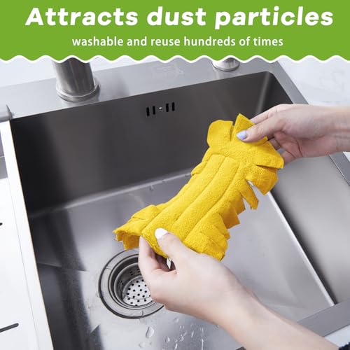 Image of Zubebe 6 Pcs Reusable Duster Refills Fleece,Yellow | Soft Polyester Fiber Flat Duster Refill Multi Surface Washable Cleaning Pad Tools for Home, Blinds, Car, Pet, Furniture, Fans