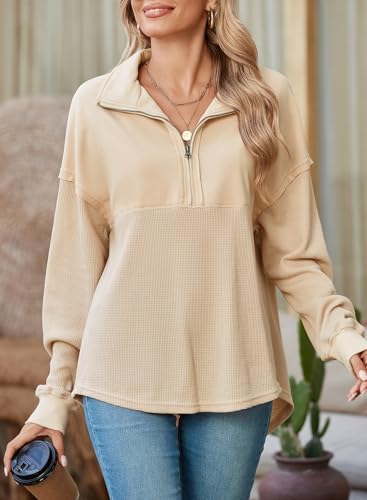 Image of SHEWIN Women Fall Sweatshirt Casual Half Zip Pullover Fall Top 2026 Clothes