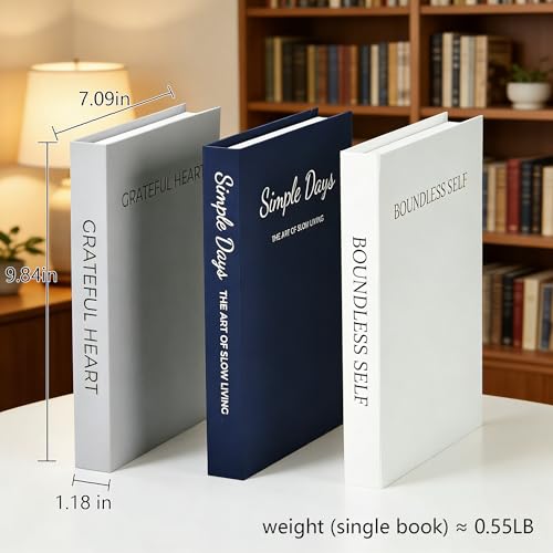Libros decorativos azules y grises con caja de almacenamiento integrada 4