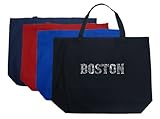 Large Word Art Red Boston Tote Bag - Created Using Popular Boston Neighborhoods