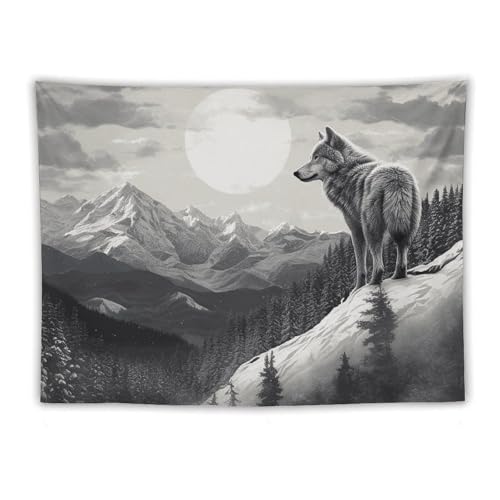 Tapisserie murale loup pour habiller un mur vide sans percer