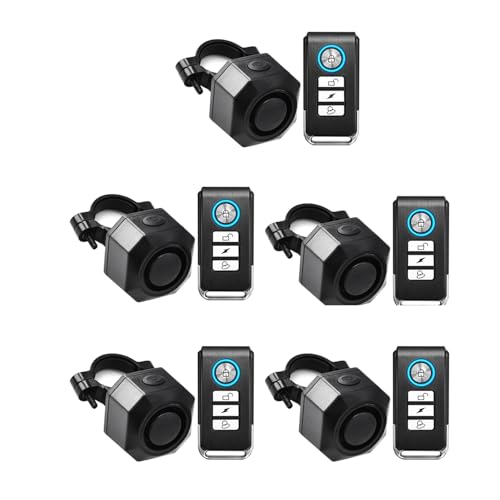 GREENCYCLE Electric Bike Alarm with Remote Controller,Car Vibration Alarm USB,IP65 Waterproof Outdoor Cycle Security Alert,Safety Alarms for Vehicle Trailers and Motorcycles,5PK