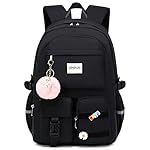 abshoo Big Student Laptop Backpack For College Women Middle High School Teen Girls Bookbag Travel Daypack (Black)