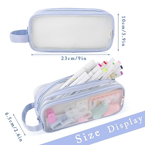 Image of iSuperb Large Capacity Pencil Case Grid Mesh Pencil Pouch Handheld Pen Bag for Teen Boys Girls School Students College