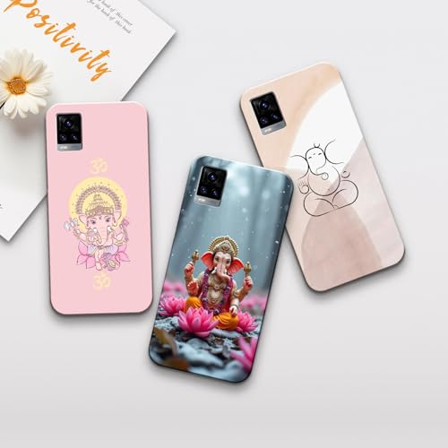 Image of COLORflow Back Cover Compatible with Vivo V20 | Ganesh Ji, Lord Ganesha Customized Back Cover Compatible with Vivo V20