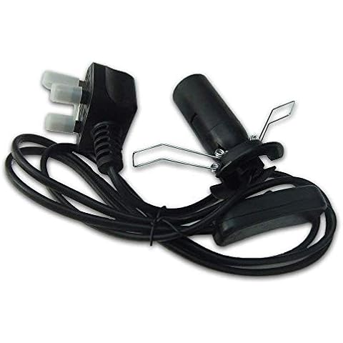 UK Salt Lamp Replacement Electrical Lamp Light Fittings 2 Metal Clip - Spare Cable UK 3Pin Plug+Bulb Cover