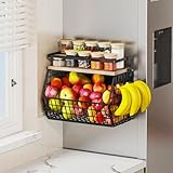 Clothink Magnetic Shelf for Fridge, Spice,Snack,Fruit Vegetable Storage Basket Organizer for Pantry, Kitchen Countertop, RV, Laundry,Onion and...