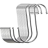 S Haken,16 Stück S Haken Edelstahl 11cm Hoch , S-Haken für Hängende Töpfe und Pfannen, Pflanzen, Kaffeetassen, Kleidung, Schlafzimmer, Bad, Büro und Garten