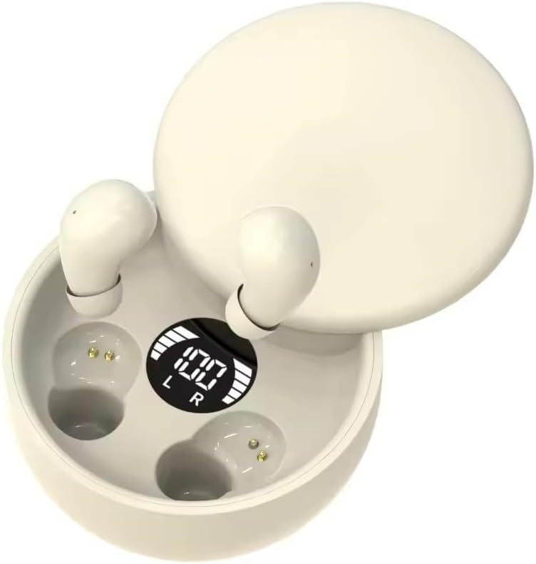Sleep Earbuds Wireless Bluetooth 5.4, in-Ear Compact Design, 6mm Titanium Driver, Stereo Hi-Fi Sound, LED Display, Type-C Fast Charge for Side Sleepers Travel-Skin