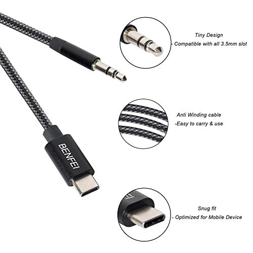 Cavo Aux da USB C a 3.5mm Nylon, adattatore da USB...