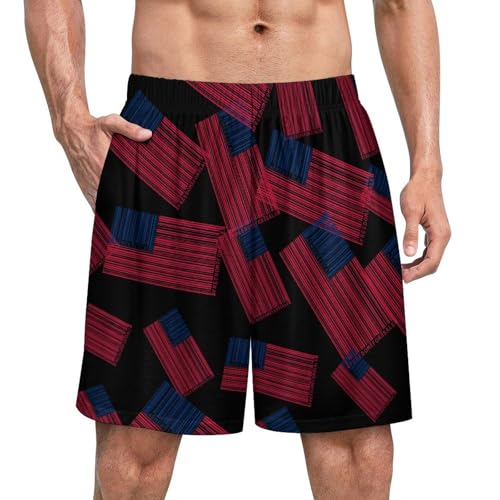 U.S.A Barcode Flag Freedom for Sale Men's Pajama Bottoms Lounge Pj Shorts Stretch Sleep Shorts for Home Vacation Beach