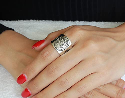 Aztec Mayan Calendar Ring Sterling Silver 9254