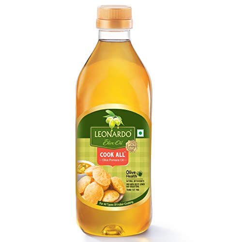 Leonardo Pomace Olive Oil, 1L Bottle | Premium Olive Oil For Daily Indian Cooking | Made with 150+ Years Of Expertise | Cholesterol & Trans Fat-Free, Rich In Antioxidants, Vitamin E | High MUFA | Great For Roasting & Deep Frying.