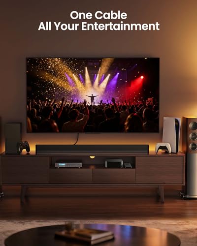 Image of Silkland 8K HDMI ARC /eARC Cable 2.1 for Soundbar 10ft, 8K@60Hz, 4K@120Hz Ultra High Speed HDMI Cord, Dolby Atoms, 48Gbps HDR10, HDCP 2.2&2.3 Compatible for Vizio Samsung Bose Sound bar, UHD TV,Blu-ray