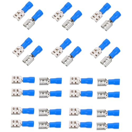 KICHOUSE 100pcs Blue Quick Splice Crimp Connectors Crimp Connector Assortment Plastic Spade Terminal Metal Crimp Wire Terminal