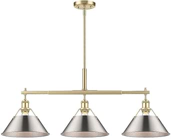 Orwell 3-Light Linear Pendant in Brushed Champagne Bronze with Pewter