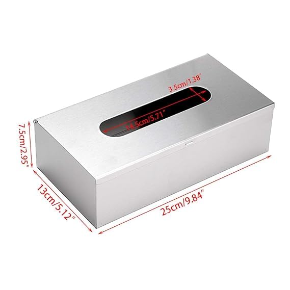 SES Luxury Stainless Steel Tissue Holder/Modern Metal Tissue Box