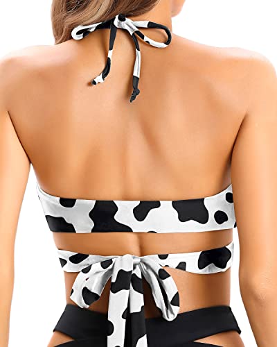 Holipick Top de biquíni frente única feminino cruzado top de biquíni push up top de biquíni sexy ban
