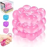 Squishy Stress Cube Fidget Toy, High Density Stress Cube , Slow Rising Sensory Stress Balls for Kids and Adults, Sugar Squishy Toys for Classroom Prizes, Cube Squishy for Party Favors (Pink)