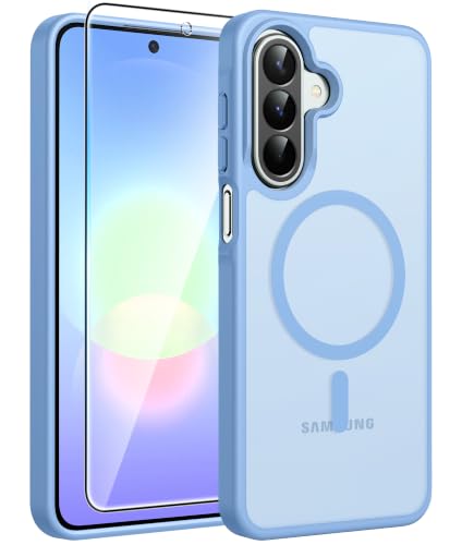 Image of FNTCASE for Galaxy A27 5G Phone Case: for Samsung A27 Cases [Fit for Magsafe] [Screen Protector] Military Grade Drop Protection, Translucent Matte Back, Slim Shockproof Protective Cover - Light Blue