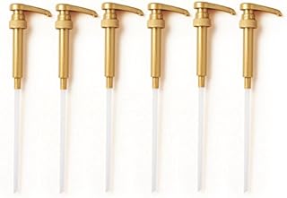 Premium Gold Syrup Pumps Set Of 6 | Fits 750ml Bottles | Ideal For Coffee Syrups, Snow Cones, Flavorings & More | No Clogg...