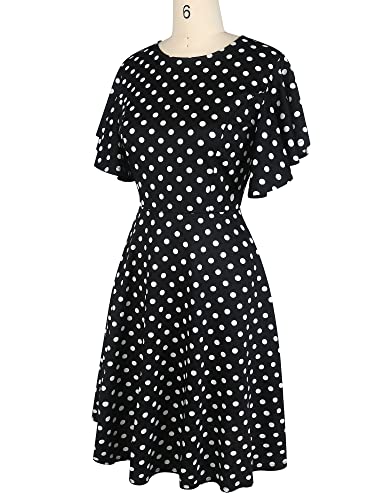 Image of oxiuly Wedding Church Vintage Cocktail Dresses with Pockets Summer Casual Floral Dress for Women Flare376