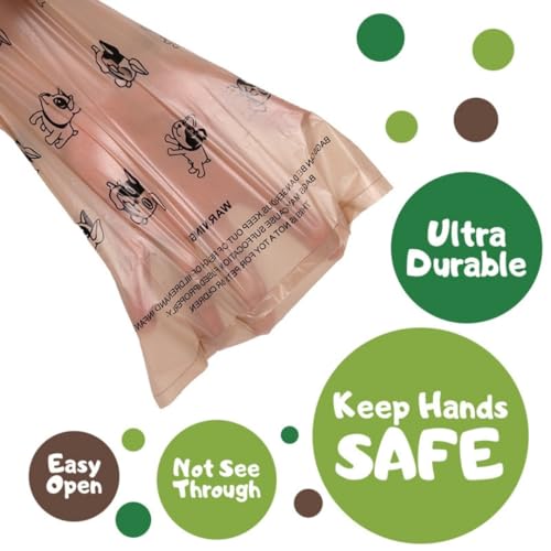 Image of Scented Dog Waste Bags for Travel & Hiking Adventures | 6 Compact Rolls (90 Bags) Fits Standard Dispensers, Tear-Resistant Plant-Based Material for Mess-Free Disposal (Brown)