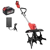 Brushless Cordless Tiller for Gardening,400 RPM Cultivators for Gardening Has Battery Capacity Display with 4.0 Ah Battery, Rototiller 11 in Tilling Width, 6 in Depth by SHINTYOOL