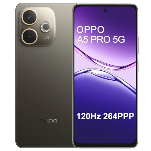 OPPO A5 Pro 8+256GB, AI Smartphone Android Ohne Vertrag, Dimensity 6300 5G, Bildschirm 120Hz 6,67' LCD, IP69, Batterie 5800mAh, 45W SUPERVOOC, AI-Kamera 50+2 MP, AI LinkBoost, NFC, Dual SIM, Schwarz