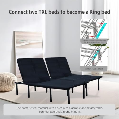 AYJOIR Twin XL Adjustable Bed Frame, Adjustable Bed Base, Zero Gravity Electric Bed with Wireless Remote, Head and Foot Incline, Easy Assembly, Black
