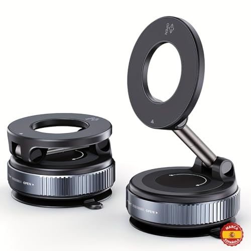 My Royale®   Soporte magnético móvil coche, Soporte para móvil, accesorio para teléfono con ventosa, adecuado para coche, hogar, gimnasio, oficina, Rotación 360º, Apto para todos los móviles y coches.