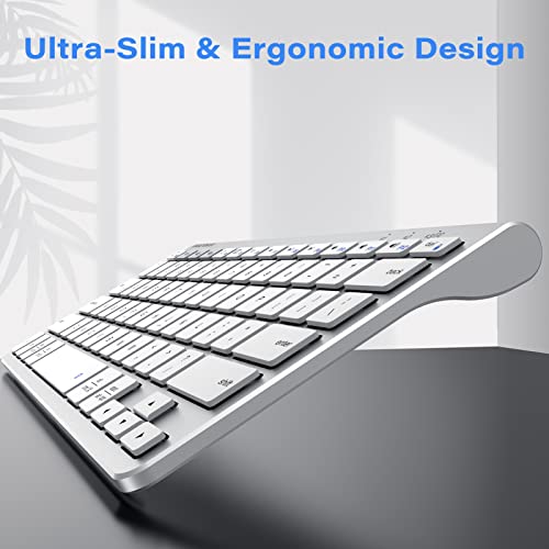 Fintie Gigapower Multi-Device Universal Wireless Bluetooth Keyboard With Foldable Stand For Ipad Samsung Surface Tablet Smartphone Pc Macbook, Ios, Android, Windows Tablets Phone, Silver #TOP7