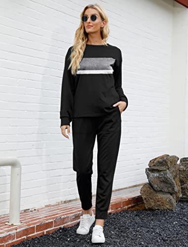 Image of Bofell Lounge Sets for Women 2 Piece Fall Outfits 2023 Fashion Trending Now Sweatsuits Tracksuits with Pockets Loose Fit