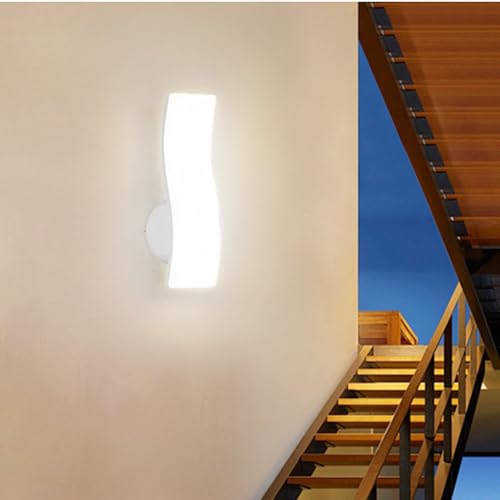 Applique murale LED extérieur IP65 blanche en aluminium moderne pour éclairage jardin et terrasse