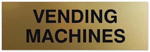 Signs ByLITA Basic Vending Machines Sign | Easy No-Tool Installation | Powerful Foam Tape (Brushed Gold) - Small