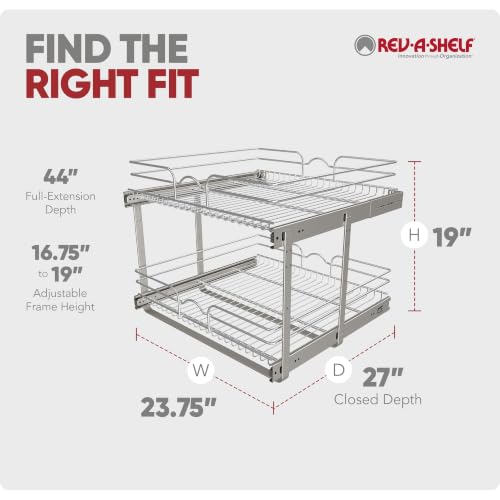 Image of Rev-A-Shelf Pullout Organizer for Cabinets, Min Opening Width of 24 inch