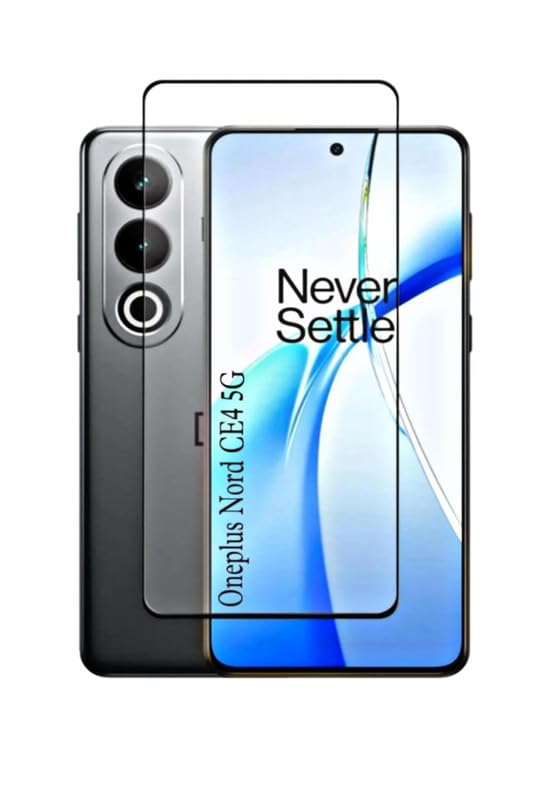 Image of Tempered Glass Screen Protector Compatible For Oneplus Nord CE 4 5G Full Screen Coverage (Except Edge to Edge) and Free Complete Easy Installation kit