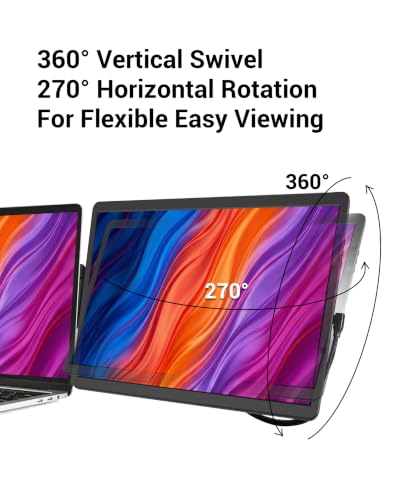 Image of Laptop Screen Extender 14 inch FHD IPS Dual Portable Screen for Laptop | 360 Rotation, Adjustable Stand, 1.34lbs Ultra-Slim Lightweight,Plug & Play, Mini HDMI /USB Type-C, Windows /Mac /Android