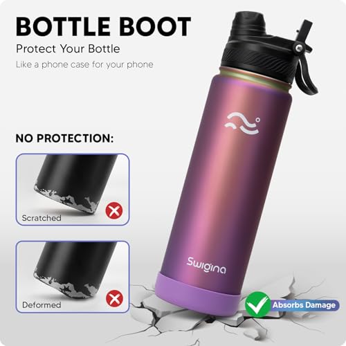 Image of Swigina Insulated Water Bottle with Boot (Keep 36hrs Cold) BPA Free, 24 oz