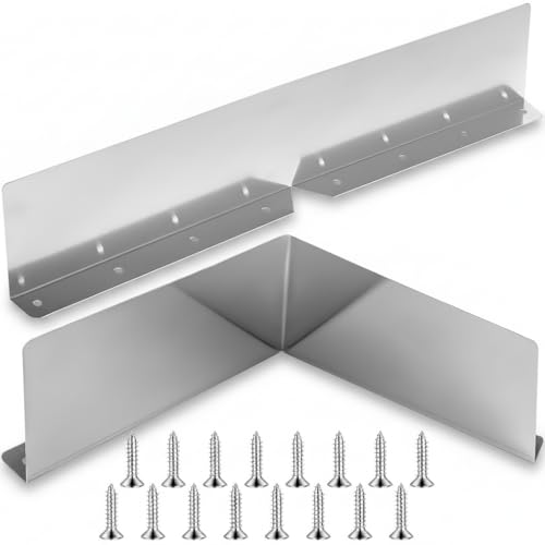 2 Pcs Gutter Valley Splash Guard, Roofing Gutter Guard with Screws, Foldable Rainwater Rain Gutter Diverter for House Residential Flat Shingle Roofs Corner