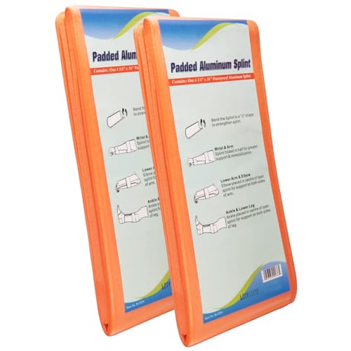 NOVAMEDIC Pack of 2 First Aid Padded Universal Aluminum Splints - 36 inch, Brace for Splinting Hands, Legs, Wrist, Ankle and Fractured or Injured Limbs, Flat Folded, Waterproof