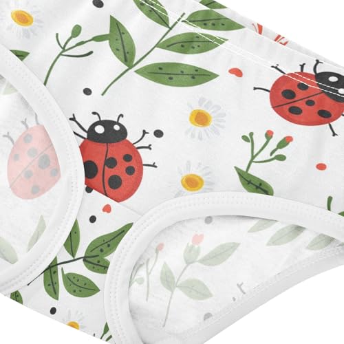 Wusikd Ladybugs Girls' Underwear Cotton Flowers Girls Briefs Soft Toddler Underwear 2T4