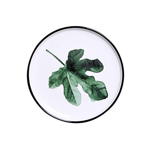 8 Polegadas Estilo Nórdico Planta Verde Prato de Cerâmica Redondo Café Da Manhã Prato de Bife Prato