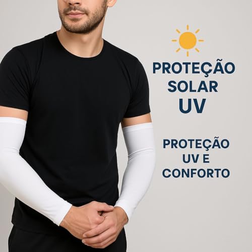 Manguito de Proteção UV, Manga Longa Esportiva, Branco, Unissex