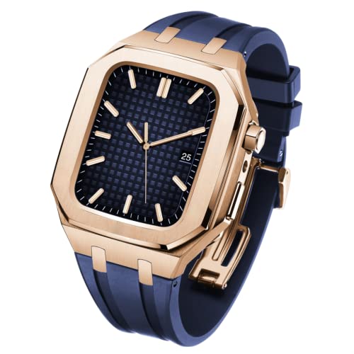 Bracelet acier inoxydable pour Apple Watch 45mm look noble métal agate style